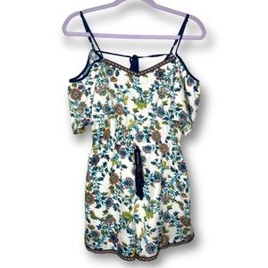 Blue Pair Size S Navy Dusty Pink Floral Cold Shoulder Boho Lightweight Romper